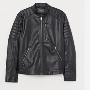 H&M Men’s Moto Black Faux Leather Biker Jacket